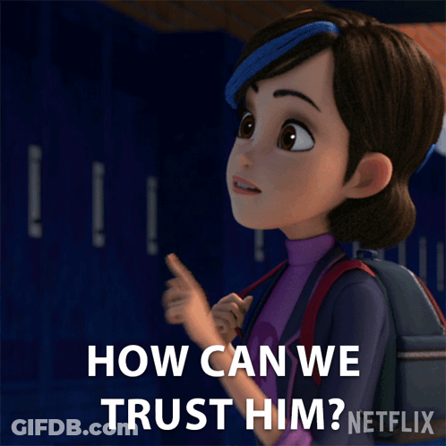 Girl With Backpack Says How Can We Trust Him GIF