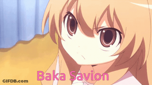 Girl With Baka Savion In Pink Letters GIF