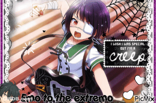 Girl With Bandage Holding Guitar Emo To The Extremo GIF