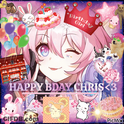 Girl With Birthday Crown Saying Happy Bday Chris GIF