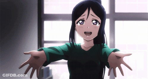 Girl With Black Hair And Purple Eyes Hugging GIF