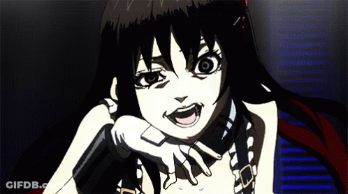 Girl With Black Hair And White Gloves Making Funny Face GIF
