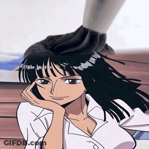 Girl With Black Hair And White Shirt GIF