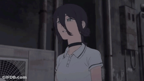 Girl With Black Hair, Green Eyes, And Black Choker GIF