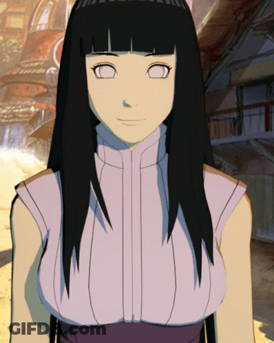 Girl With Black Hair White Eyes Purple Top GIF