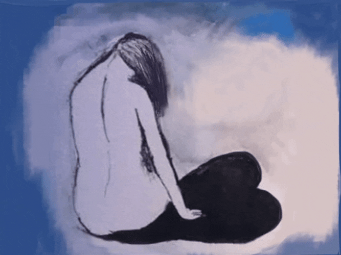 Girl With Black Heart Shadow GIF
