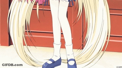 Girl With Blonde Hair And Lilium Text GIF