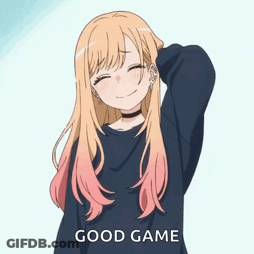 Girl With Blonde Hair And Pink Highlights Smiling Saying Good Game GIF
