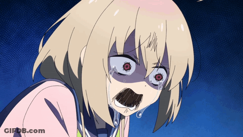 Girl With Blonde Hair And Red Eyes Crying GIF
