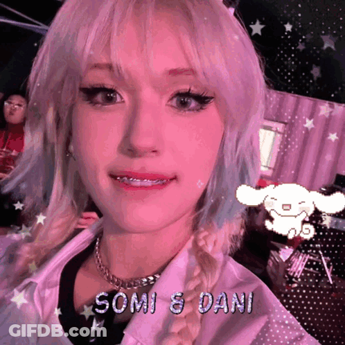 Girl With Blonde Hair And Somi & Dani GIF