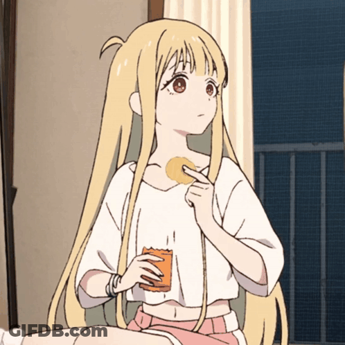 Girl With Blonde Hair Holding Cup And Cookie GIF