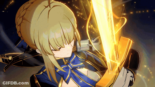 Girl With Blonde Hair Holding Sword GIF