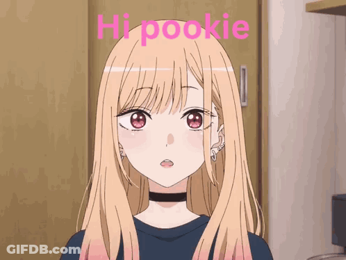 Girl With Blonde Hair Says Hi Pookie In Pink GIF