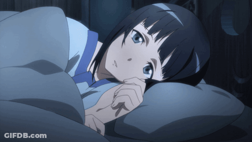 Girl With Blue Eyes Laying In Bed GIF