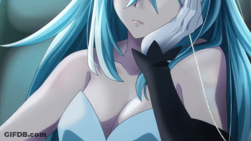 Girl With Blue Hair And Black Glove GIF