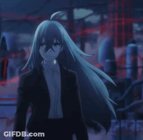 Girl With Blue Hair And Black Glove GIF