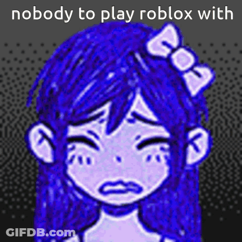 Girl With Blue Hair And Bow Saying Nobody To Play Roblox With GIF