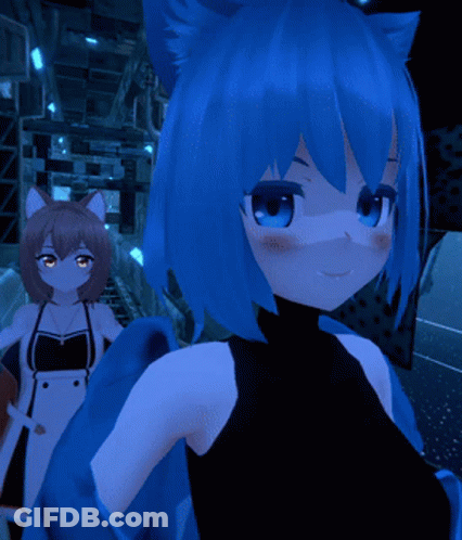 Girl With Blue Hair And Cat Ear GIF
