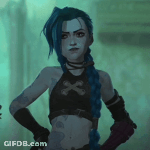 Girl With Blue Hair And Cross Crop Top GIF