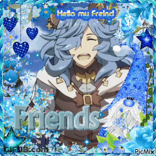Girl With Blue Hair And Friends GIF