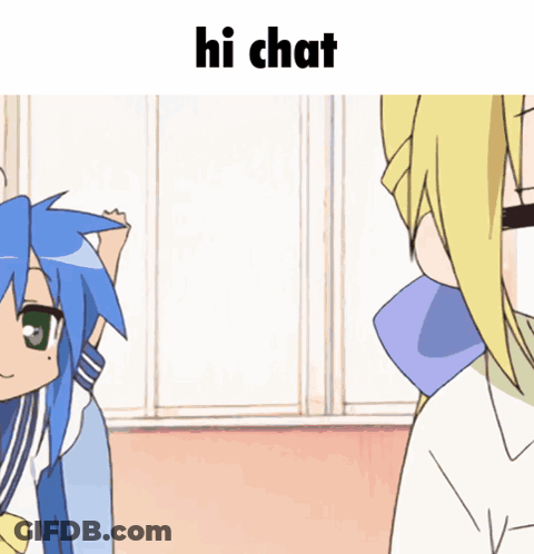 Girl With Blue Hair And Green Eyes Saying Hi Chat GIF