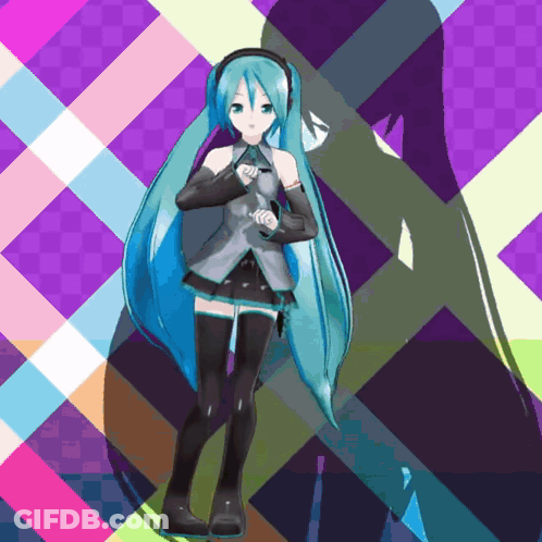 Girl With Blue Hair And Headphones GIF