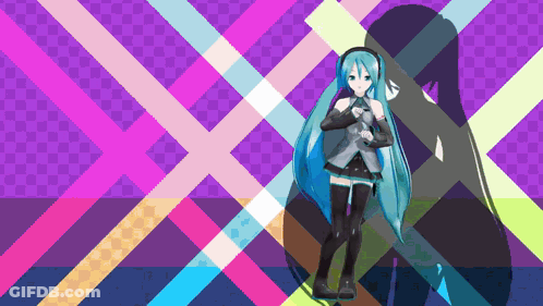 Girl With Blue Hair And Headphones GIF