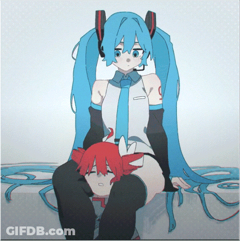 Girl With Blue Hair And Number 9 On Chest GIF