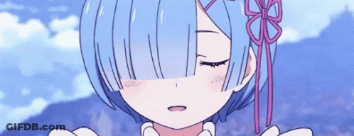 Girl With Blue Hair And Pink Bow Eyes Closed GIF