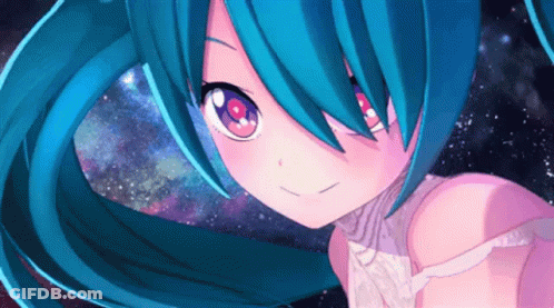 Girl With Blue Hair And Pink Bow Saying Happy Birthday Sheraton GIF