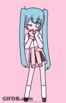 Girl With Blue Hair And Pink Bow Tie GIF
