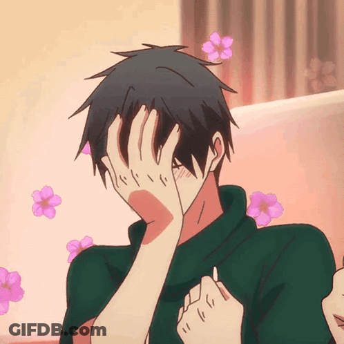 Girl With Blue Hair And Pink Flower GIF