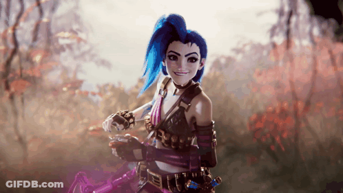 Girl With Blue Hair And Ponytail Smiling GIF
