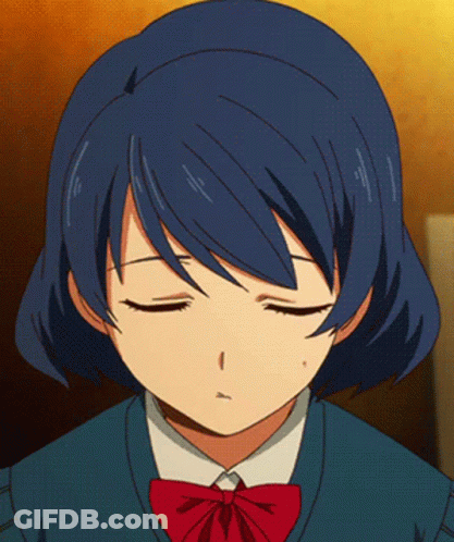 Girl With Blue Hair And Red Bow Tie GIF