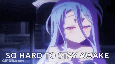 Girl With Blue Hair And Red Eyes Saying So Hard To Stay Awake GIF