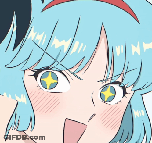 Girl With Blue Hair And Red Headband GIF