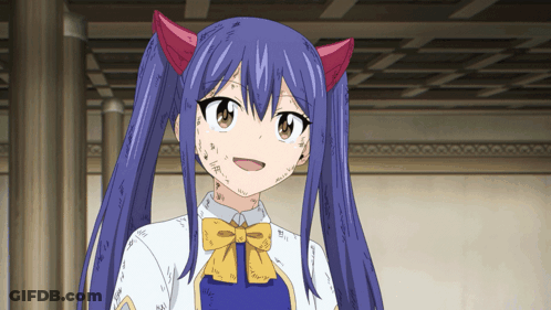 Girl With Blue Hair And Red Horns GIF
