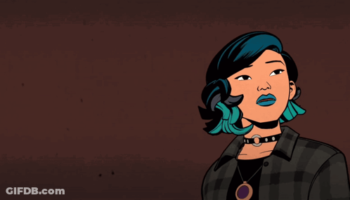 Girl With Blue Hair And Spider Man GIF