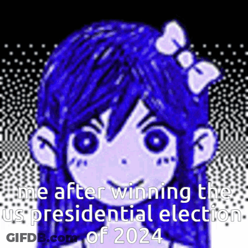 Girl With Blue Hair And White Bow GIF
