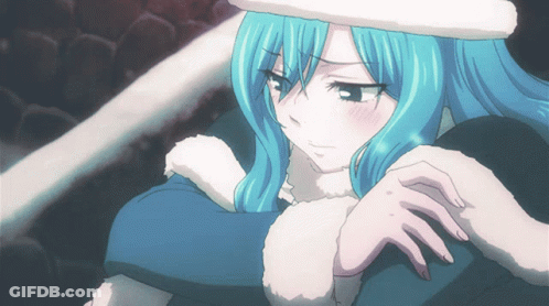 Girl With Blue Hair And White Fur Coat GIF