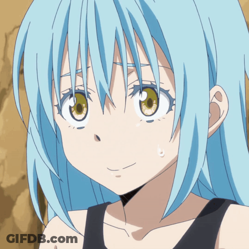 Girl With Blue Hair And Yellow Eyes Smiling GIF