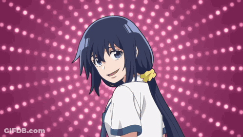 Girl With Blue Hair And Yellow Flower GIF