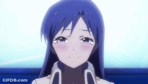 Girl With Blue Hair Crying Eyes Closed Mouth Open GIF