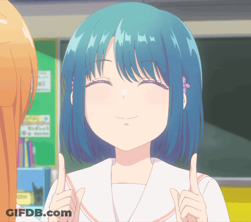 Girl With Blue Hair Giving Thumbs Up GIF