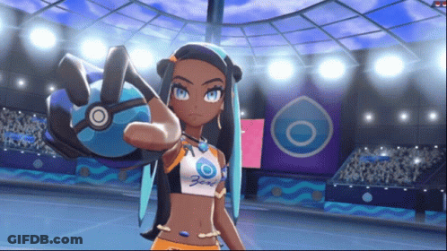 Girl With Blue Hair Holding Ball GIF