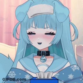 Girl With Blue Hair Holding Celine Tissues GIF