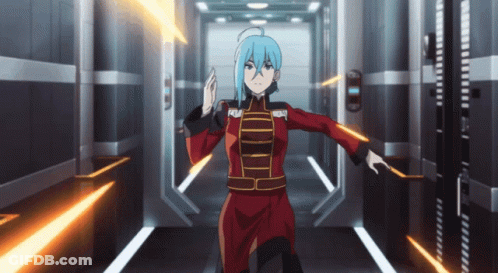 Girl With Blue Hair Holding Gun GIF