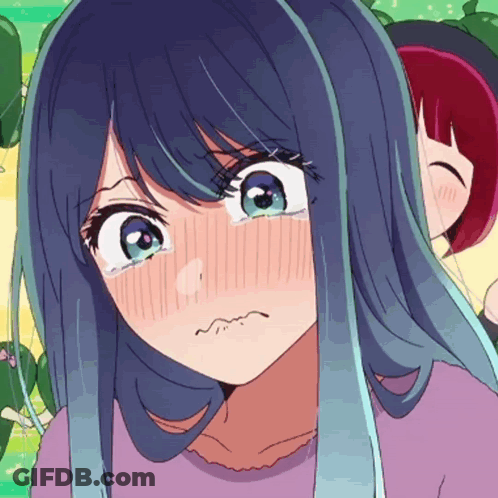Girl With Blue Hair Making Face GIF
