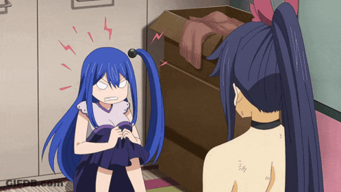 Girl With Blue Hair Next To Girl With Purple Hair GIF