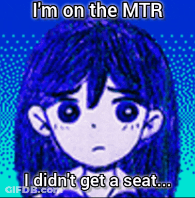 Girl With Blue Hair No Seat On MTR GIF